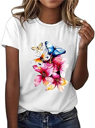 Kadınlar için kısa Kollu T Shirt Kadın Rahat Üst Gömlek Çiçek Baskılı Moda Tee Gömlek Kısa Kollu Gevşek