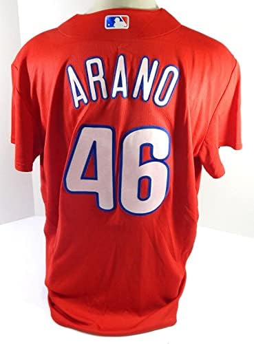 Philadelphia Phillies Victor Arano 46 Oyun Kullanılan Kırmızı Forma Uzatın ST BP XL 2-Oyun Kullanılan MLB Formaları