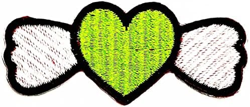 Kleenplus 3 adet. Güzel Kalp İşlemeli Yamalar üzerinde Demir Dikmek Karikatür Uçan Yeşil Kalp Sticker El Sanatları