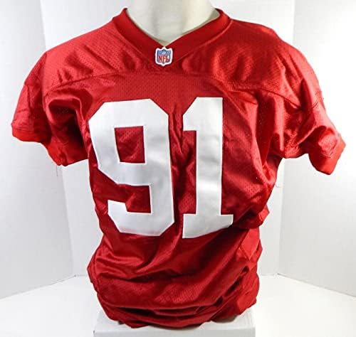80'lerin sonu 90'ların başı San Francisco 49ers 91 Oyunu Yayınlandı Kırmızı Forma 50 DP26886 - İmzasız NFL Oyunu