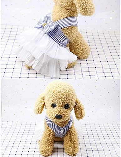 Kazak Kediler için Çocuk Prenses Köpek Çizgili Şerit Moda Elbise Kabarcık Örgü Köpek Elbise Köpek Etek Dantel Köpek