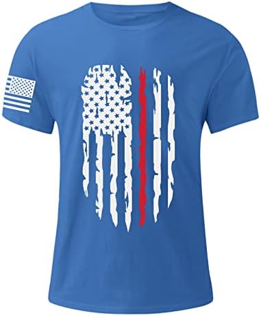 Erkek T Shirt Erkek Yaz Bağımsızlık Günü Moda Rahat Baskılı kısa kollu t Gömlek Korse Gömlek