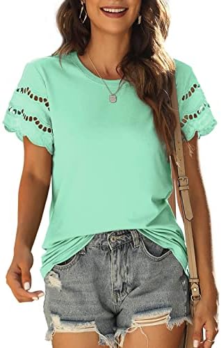 Kadınlar için egzersiz Gömlek moda rahat şık bluzlar Kısa kollu Yaz üstleri düz renk T-Shirt Tunikler