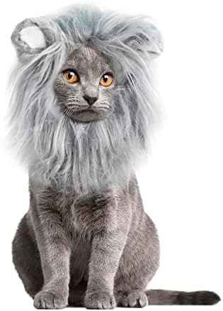 Onmygogo Aslan Yele Peruk Kediler ve Köpekler için, Komik Pet Kedi Kostümleri Cadılar Bayramı Noel için, kürklü Pet