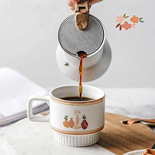 JMCRATE Kahve kupa seti, Büyük İstiflenebilir Kahve kulplu kupalar Çay, Kakao, Meyve Suyu, Hediye, Ofis ve Ev için