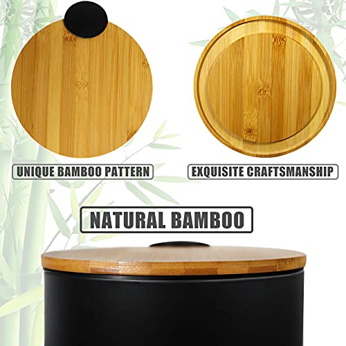 Bambu Kapaklı Mini Çöp Tenekesi Yumuşak Kapama ve Ayak Pedalı, 0.8 Gal / 3L Banyo, Yatak Odası, Toz Odası, Ofis, Masa,