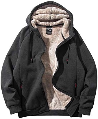 Gıhuo erkek Kış Sherpa Astarlı Hoodie fermuarlı sweatshirt Sıcak Ceket