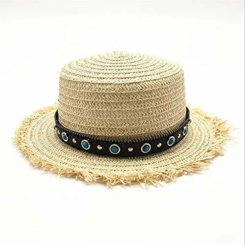 Edinme Düz Üst Hasır Şapka Yaz Bahar kadın Gezisi Kapaklar Eğlence Inci Plaj güneş şapkaları Moda Çiçek Kız Şapka
