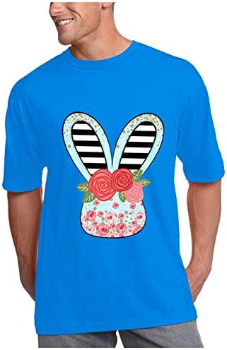 Kadın Sevimli Çiçek Çizgili Tavşan Baskı Paskalya Gömlek Artı Boyutu Tatil Üstleri Gevşek Rahat O-Boyun Kısa Kollu