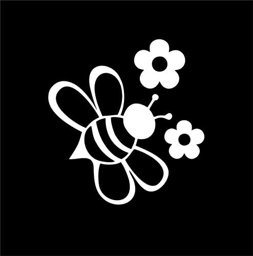 Lu Coco Kreasyonlar Bumblebee Çiçekler ile 5. 0x5. 3 (Renk Beyaz) sevimli Vinil Çıkartması Pencereler, Kamyonlar,