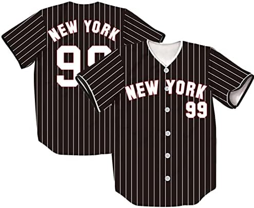 TIFIYA New York 99 Çizgili Baskılı Beyzbol Forması NY Beyzbol Takımı Gömlek Erkekler / Kadınlar / Genç