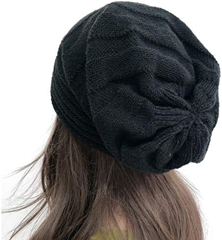 Yangyy Kadınlar Katı Bere Şapka Hımbıl Kış Sıcak örgü şapkalar Içi Boş Tığ Kafatası Kap Soğuk Hava ıçin