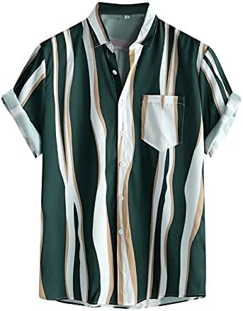 Vintage Gömlek Erkekler için Çizgili Kısa Kollu havai gömleği Yaz Düğme Aşağı T Shirt Rahat Fit Casual Plaj Üstleri