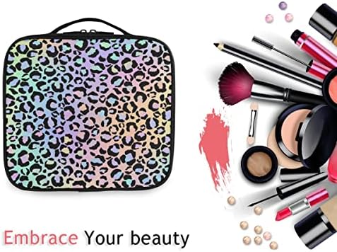 MNSRUU Kadın makyaj çantası Holografik Leopar Baskı makyaj çanta düzenleyici Seyahat kozmetik çantası Genç Kız için