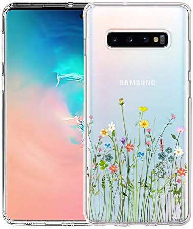 Unov Galaxy S10 Kılıf Temizle Tasarım ile Yumuşak TPU Şok Emme İnce Kabartmalı Çiçek Desen Koruyucu arka kapak için