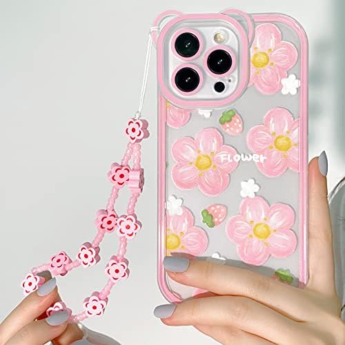 NITITOP Uyumlu iPhone 14 Pro Max Kılıf Temizle Sevimli Çiçek Çiçek Zinciri ile Kızlar Kadınlar için Desen Yumuşak