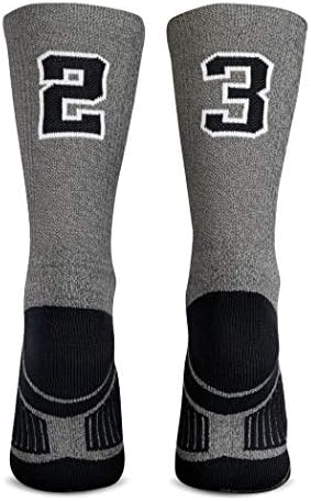 ChalkTalkSPORTS Özel Takım Numarası Mürettebat Çorapları / Atletik Çoraplar Gri ve Siyah / Tüm Takım Numaraları