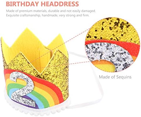 PRETYZOOM Bebek Doğum Günü Saç Taç Şapka Gökkuşağı Numarası Tasarım Taç Şapkalar Parti Kaynağı