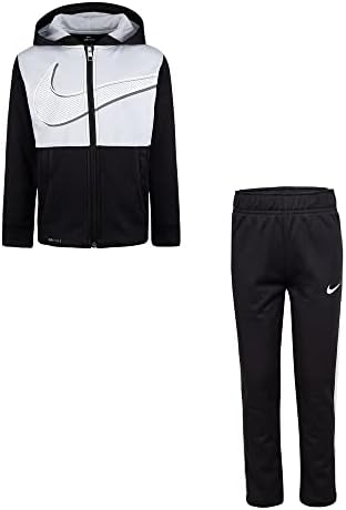 Nike Çocuk Erkek Bebek Termal FİT Renk Bloğu Tam Fermuarlı kapüşonlu kıyafet ve koşucu pantolonu İki Parçalı Set (Yürümeye