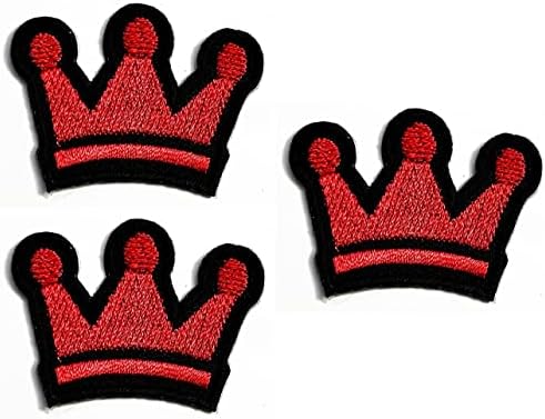 Gerçekten Mini Set Kırmızı Taç Yamalar Üzerinde Dikmek Kral Kraliçe Çocuklar Karikatür İşlemeli Aplikler Sticker Yamalar