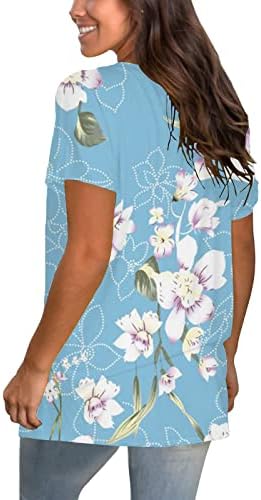 Pamuklu bluz Bayan Sonbahar Yaz Giyim Kısa Kollu V Boyun Grafik Salonu Üst Tshirt Bayanlar için SF SF