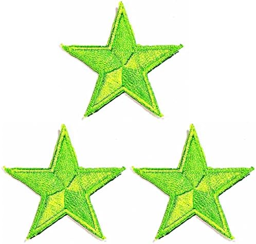 Kleenplus 3 adet. Mini Yeşil Yıldız Yamalar Çocuklar Karikatür Etiket El Yapımı İşlemeli Yama Sanat Dikiş Tamir Kumaş