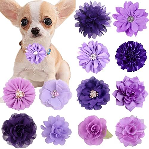 Orantısızlık 12 ADET Pet Yaka Çiçek Yay Yaka Ayrılabilir Çiçek Süsleme Kedi Köpek, evcil Hayvan Malzemeleri Doğum