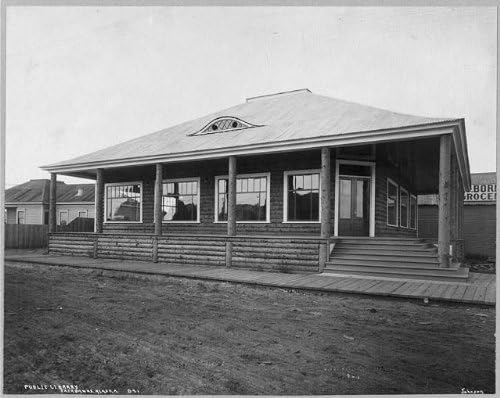 HistoricalFindings Fotoğraf: Halk Kütüphanesi,Fairbanks, Alaska, AK, Kütük Binası, Amerika Birleşik Devletleri,1916