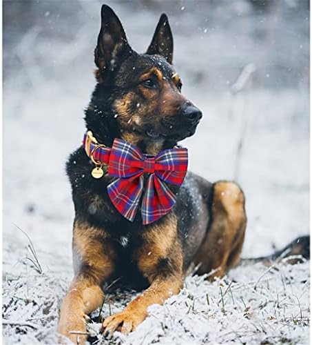 DSFEOIGY Noel Pamuk köpek tasması Denizci Yay ile Kırmızı ve Mavi Ekose Köpek Yaka Küçük Orta Büyük Köpek için (Renk: