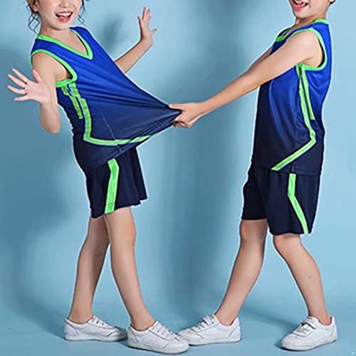 Yeahdor Çocuk Boys Atletik Forması Giyim Basketbol Eğitim Kıyafetleri V Boyun Spor Tankı Üstleri ve Şort
