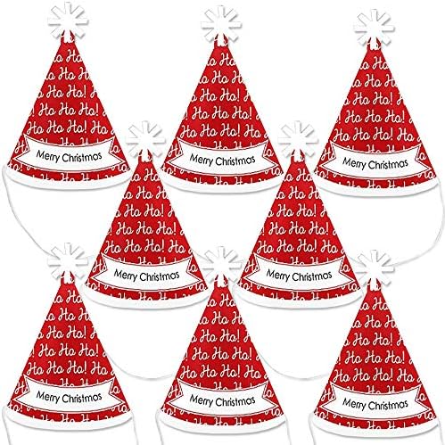 Mutluluğun Büyük Noktası Neşeli Noel Baba-Mini Koni Mutlu Noeller Parti Şapkaları - Küçük Küçük Parti Şapkaları-8'li