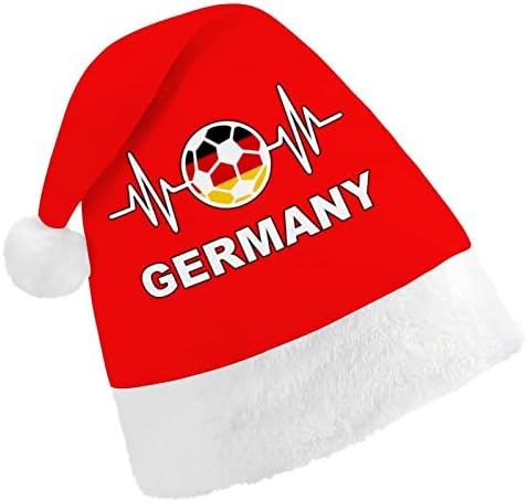 Almanya Futbol Futbol Kalp Atışı Komik Noel Şapka Noel Baba Şapka Kısa Peluş Beyaz Manşetleri ile Noel Tatil Parti