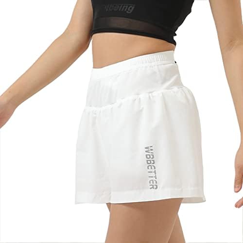 Çoklu Cepler Spor Gevşek Şort Bayanlar Casual Fit Nem Esneklik Yoga Egzersiz Salonu Spor Pantolon (Renk: Beyaz, Boyut: