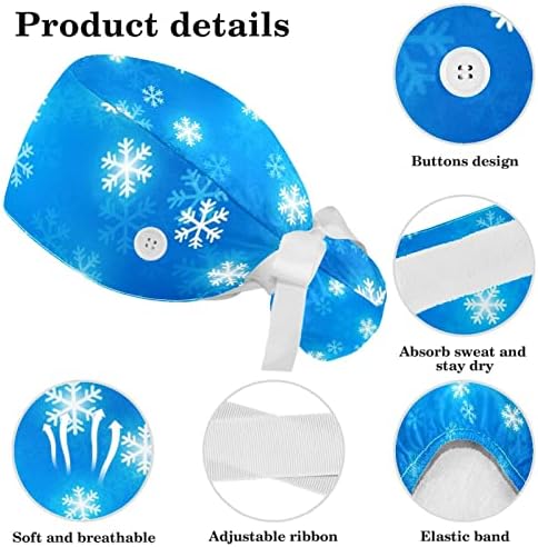 Kış Kamışı Kar Tanesi Ayarlanabilir Çalışma Kap ile Yay Saç Toka, Kabarık Şapka Düğmeleri ile