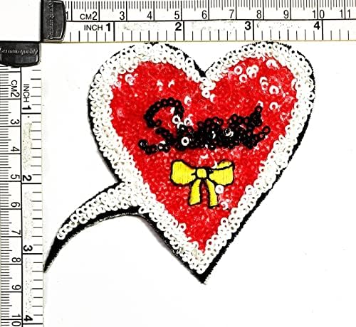 Kleenplus 2 adet. Pullu Kırmızı Kalp Demir on Yamalar Kalp Aşk Tatlı Karikatür Çocuk Moda Stil İşlemeli Motif Aplike