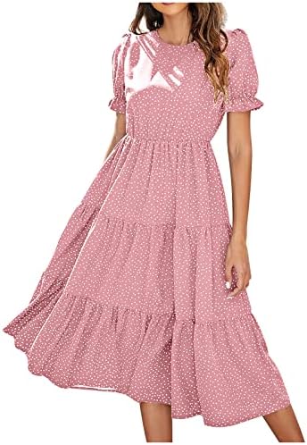 Yaz Sonbahar Elbise Kadın Kısa Kollu Puf Kollu 2023 Giyim Maxi Uzun Grafik rahat elbise Kızlar için 92 92