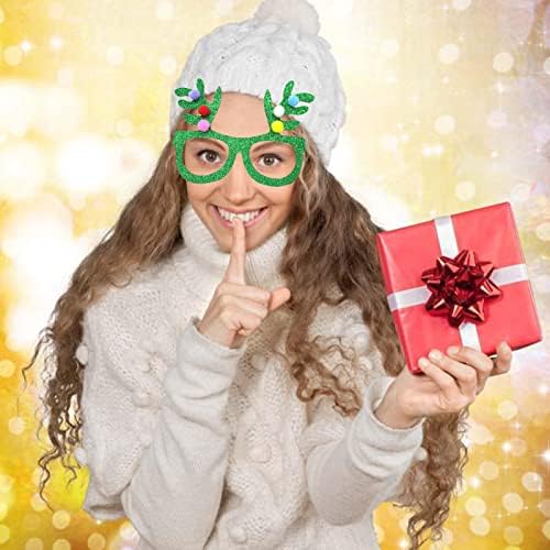 6 Pcs Noel parti gözlüğü Çerçeve Merry Christmas Ağacı Ren Geyiği Boynuzları Geyik Boynuzları Gözlük Glitter Unisex