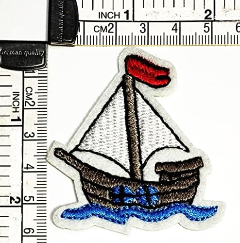 Kleenplus 3 adet. Balıkçı Teknesi Karikatür Dikmek Demir on Patch İşlemeli Aplike Zanaat El Yapımı Elbise Elbise Bitki