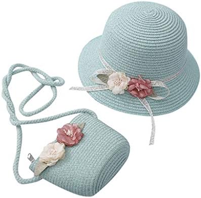 Şapka çiçekli şapka Güneş 2-7 Yaş Çocuk Seti Güneş Hasır Şapka Çanta Turizm ve Kızlar Beyzbol Kapaklar Zincirsiz Şapka