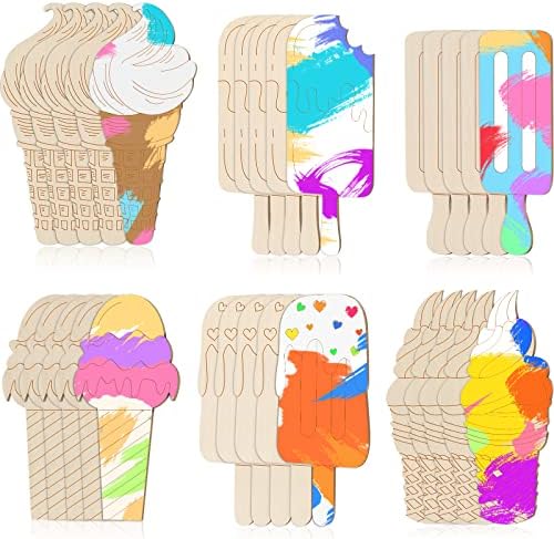 Bitmemiş Dondurma Ahşap Kesikler El Sanatları için Yaz DIY Ahşap Kesikler Dondurma Ahşap Dekor Çocuklar için Ahşap