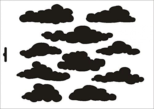 UMR-Tasarım W-453 Bulutlar Tekstil - / duvarstencilboyutu A4