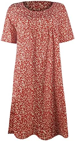 ZEFOTİM Yaz Elbiseler Kadınlar için 2023 Polka Dot / Çiçek O Boyun Kısa Kollu Gevşek Fit Plaj Güneş Midi Elbise