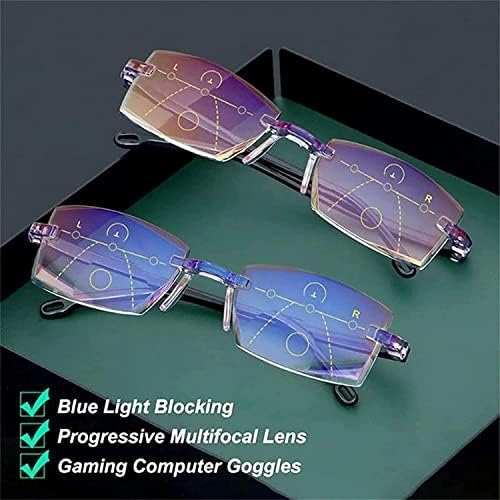 Safir yüksek sertlik Anti mavi ışık akıllı çift odaklı okuma gözlükleri (Tawny,+3.00)