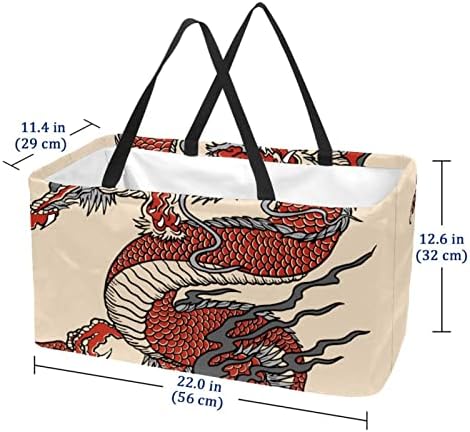 Yeniden kullanılabilir alışveriş sepeti Çin Ejderha Taşınabilir Katlanır Piknik Bakkal torbaları çamaşır sepeti alışveriş