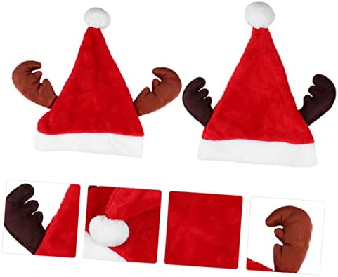 KESYOO 2 adet Noel Boynuz Şapka Santas Şapka Bulanık Noel Şapka Santa Şapka Peluş Santa Şapka Noel Ren Geyiği Kap