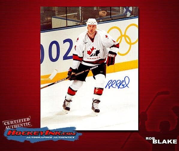 Rob Blake imzalı Kanada Takımı 8X10 Fotoğraf -70185-İmzalı NHL Fotoğrafları