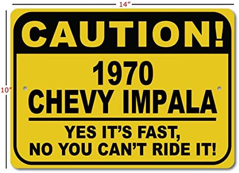 1970 70 Chevy Impala Dikkat Hızlı Araba İşareti, Metal Yenilik İşareti, Adam Mağara Duvar Dekoru, Garaj İşareti-10x14