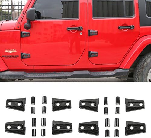 YOCTM 2007-2017 Jeep Wrangler JK Sınırsız 4 Kapılı Siyah Karbon Fiber Renk Görünümlü kapı menteşesi Kapak Koruyucu