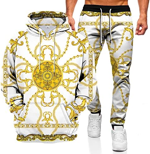 YMNNAQE erkek Baskılı Uzun Kollu Kazak Pantolon Takım Elbise İki Parçalı Pantolon Yakın Çekim Tipi