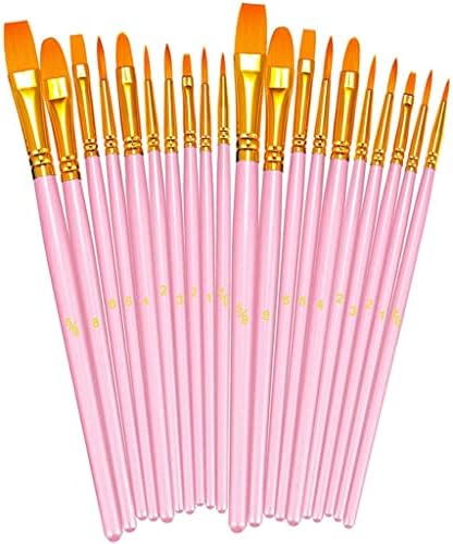 SLNFXC 20 adet Pembe boya fırçası Seti Yuvarlak Sivri Ucu Boya Fırçaları Naylon Saç Sanatçısı Boya Fırçaları Akrilik